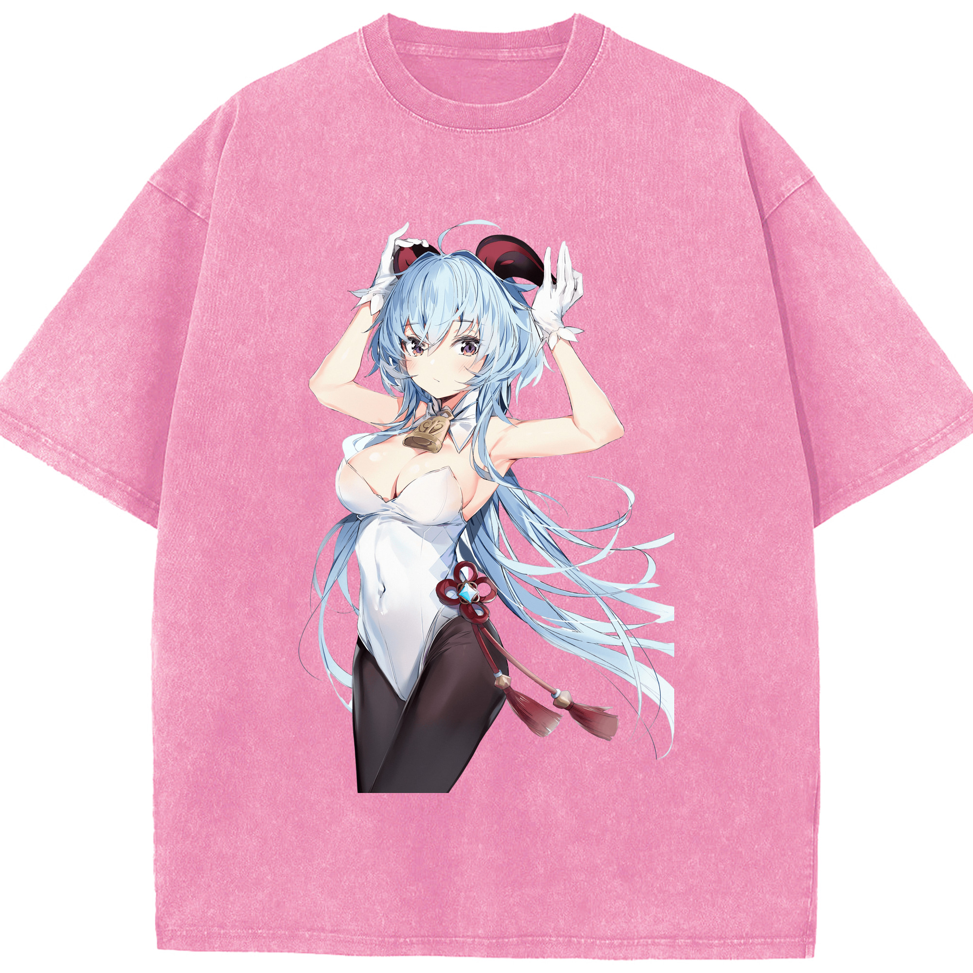げんし神 甘雨 かんう genshin Ganyu 綿100% ヴィンテージ風 半袖Tシャツ（フロントプリント）